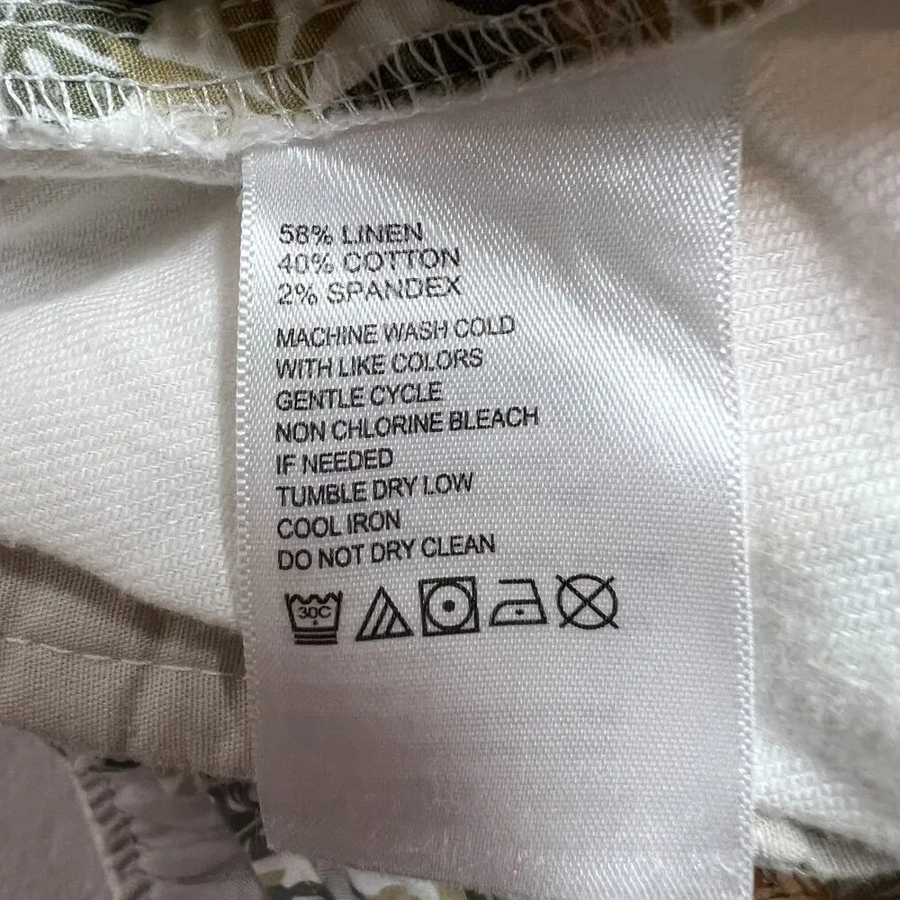Tommy Bahama Men's White Linen Blend Elastic Waist Straight Leg Pants Size L 32